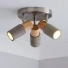 Dunelm Inka 3 Light Concrete Wood Spotlight