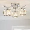 Dunelm Kleio 3 Light Glass Chrome Semi-Flush Ceiling Fitting