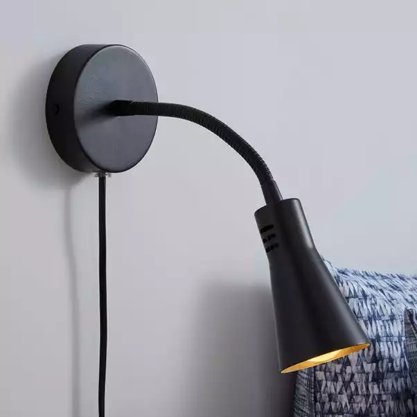 Dunelm Nola Adjustable Easy Fit Plug In Wall Light Black 3 Dunelm Nola Adjustable Easy Fit Plug In Wall Light Black