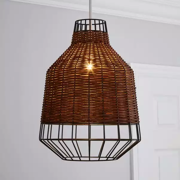 Dunelm Ohio Dark Rattan Easy Fit Pendant 3 Dunelm Ohio Dark Rattan Easy Fit Pendant