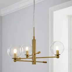 Elements Nour 3 Light Antique Brass Ceiling Fitting