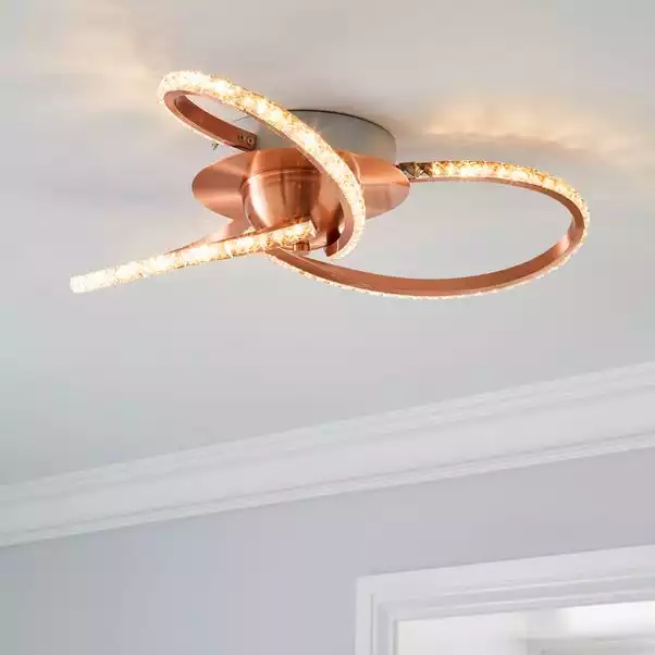Dunelm Oria 3 Light Integrated LED Jewel Rose Gold Ceiling Fitting 3 Dunelm Oria 3 Light Integrated LED Jewel Rose Gold Ceiling Fitting