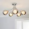Dunelm Mateo 5 Light Glass Chrome Semi-Flush Ceiling Fitting -wall lights Shop 30674449