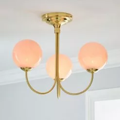 Dunelm Gigi Semi Flush Pink Ceiling Fitting