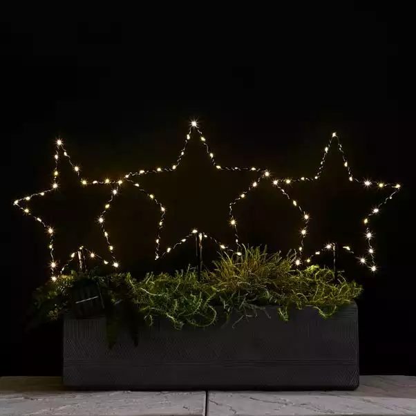 Dunelm Set Of 3 Star Solar Light Up Stake Lights 3 Dunelm Set Of 3 Star Solar Light Up Stake Lights