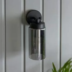 Dunelm Ellison Matt Black Smoked Glass Outdoor Wall Light -wall lights Shop 30730430 alt03