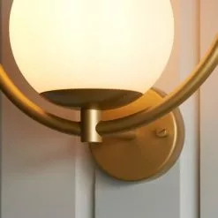 Dunelm Fort Halo Gold Frosted Glass Outdoor Wall Light -wall lights Shop 30730435 alt02