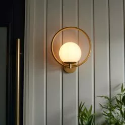 Dunelm Fort Halo Gold Frosted Glass Outdoor Wall Light -wall lights Shop 30730435 alt04