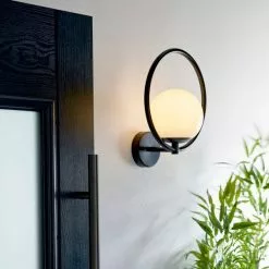 Dunelm Fort Halo Black Opal Glass Outdoor Wall Light