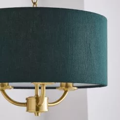 Dunelm Preston Gold Green 3 Light Pendant Fitting -wall lights Shop 30730502 alt02