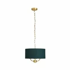 Dunelm Preston Gold Green 3 Light Pendant Fitting -wall lights Shop 30730502 alt05