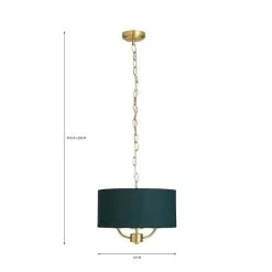 Dunelm Preston Gold Green 3 Light Pendant Fitting -wall lights Shop 30730502 alt07