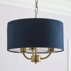 Dunelm Preston Gold And Navy 3 Light Pendant Fitting -wall lights Shop 30730503 alt01