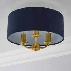 Dunelm Preston Gold And Navy Flush Ceiling Fitting -wall lights Shop 30730507 alt01