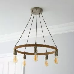 Dunelm Shelley Rope 5 Light Ceiling Fitting -wall lights Shop 30730532 alt01