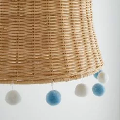 Dunelm Fiesta Rattan Pom Pom Easy Fit Pendant Shade -wall lights Shop 30734618 alt02