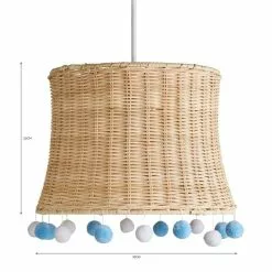 Dunelm Fiesta Rattan Pom Pom Easy Fit Pendant Shade -wall lights Shop 30734618 alt07