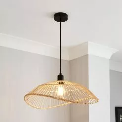 Elements Jaula Rattan 1 Light Ceiling Fitting
