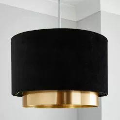 Dunelm Nesa Gold Black Velvet 2 Tier Shade -wall lights Shop 30755587 alt01