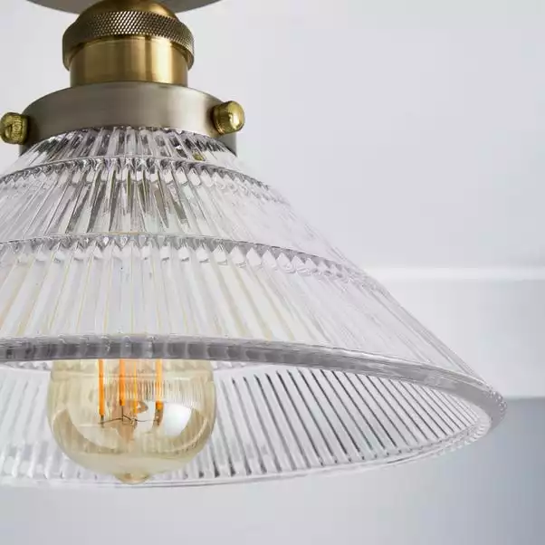 Dunelm Logan Glass 1 Light Satin Nickel Semi Flush Fitting 5 Dunelm Logan Glass 1 Light Satin Nickel Semi Flush Fitting - Image 3