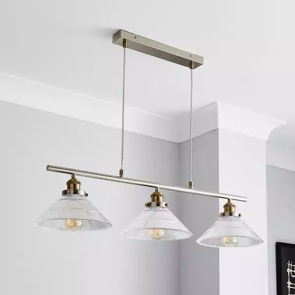 Dunelm Logan Glass 3 Light Nickel Diner Ceiling Fitting 4 Dunelm Logan Glass 3 Light Nickel Diner Ceiling Fitting - Image 2