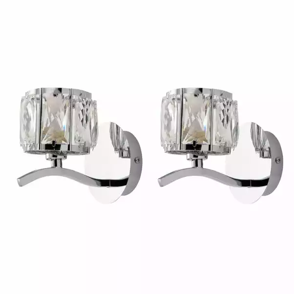 Dunelm Kleio Glass Chrome Wall Light Twin Pack 3 Dunelm Kleio Glass Chrome Wall Light Twin Pack