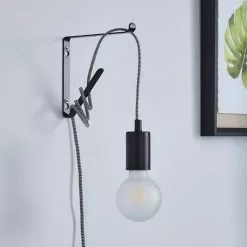 Dunelm Bradford Plug In Flex Set Twin Pack Matt Black -wall lights Shop 30762451 alt02