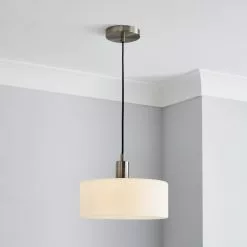Dunelm Amelie Opal Satin Nickel Glass Light Ceiling Fitting