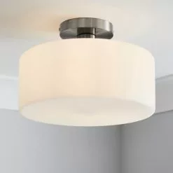 Dunelm Amelie Opal Satin Nickel Glass Flush Ceiling Fitting
