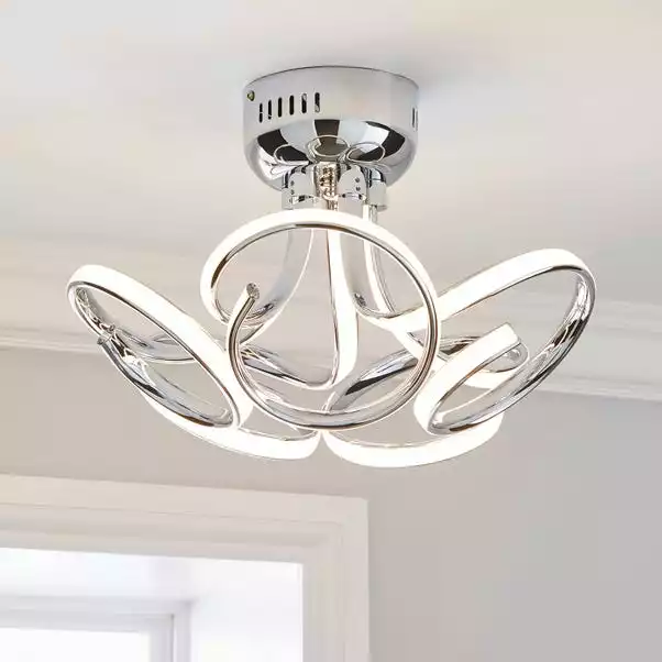 Dunelm Cortez 5 Light Integrated LED Swirl Semi-Flush Ceiling Fitting 3 Dunelm Cortez 5 Light Integrated LED Swirl Semi-Flush Ceiling Fitting