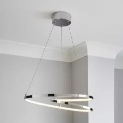 Dunelm Menton Integrated LED Swirl Chrome Semi-Flush Ceiling Fitting