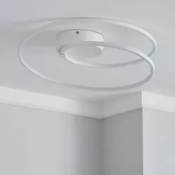 Dunelm Menton Integrated LED Swirl White Semi-Flush Ceiling Fitting -wall lights Shop 30781658 alt01