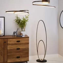 Dunelm Menton Integrated LED Swirl Black Semi-Flush Ceiling Fitting -wall lights Shop 30781659 alt04