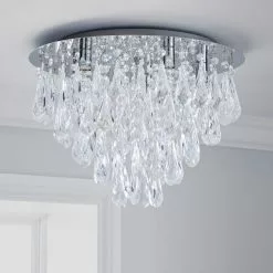Dunelm Valencia 5 Light Jewel Chrome Flush Ceiling Fitting -wall lights Shop 30788353 alt01