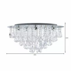 Dunelm Valencia 5 Light Jewel Chrome Flush Ceiling Fitting -wall lights Shop 30788353 alt06
