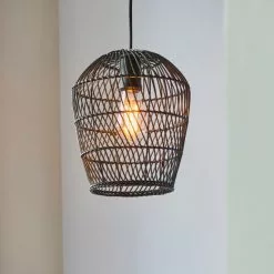 Dunelm Kirra Bathroom 1 Light Pendant Faux Rattan Ceiling Fitting