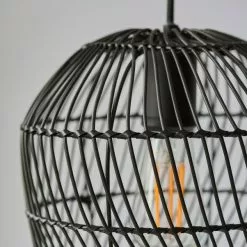 Dunelm Kirra Bathroom 1 Light Pendant Faux Rattan Ceiling Fitting -wall lights Shop 30789856 alt02