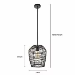 Dunelm Kirra Bathroom 1 Light Pendant Faux Rattan Ceiling Fitting -wall lights Shop 30789856 alt07