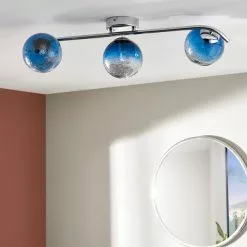 Dunelm Torbay Blue Bathroom 3 Light Semi Flush Ceiling Fitting -wall lights Shop 30789863 alt01