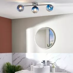 Dunelm Torbay Blue Bathroom 3 Light Semi Flush Ceiling Fitting -wall lights Shop 30789863 alt04