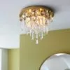 Dunelm Bel Air Satin Gold Bathroom 3 Light Flush Ceiling Fitting -wall lights Shop 30789884