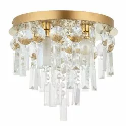 Dunelm Bel Air Satin Gold Bathroom 3 Light Flush Ceiling Fitting -wall lights Shop 30789884 alt05