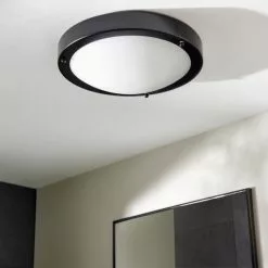 Dunelm Pluto Black Bathroom 1 Light Flush Ceiling Fitting -wall lights Shop 30789911 alt01