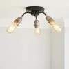 Dunelm Marsden 3 Light Semi Flush Ceiling Fitting, Black And Nickel -wall lights Shop 30798587
