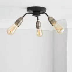 Dunelm Marsden 3 Light Semi Flush Ceiling Fitting, Black And Nickel -wall lights Shop 30798587 alt01
