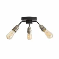 Dunelm Marsden 3 Light Semi Flush Ceiling Fitting, Black And Nickel -wall lights Shop 30798587 alt04