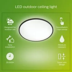 Philips Superslim Integrated LED Outdoor Ceiling Light, Warm White -wall lights Shop 30838295 alt03