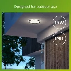 Philips Superslim Integrated LED Outdoor Ceiling Light, Cool White -wall lights Shop 30838297 alt05
